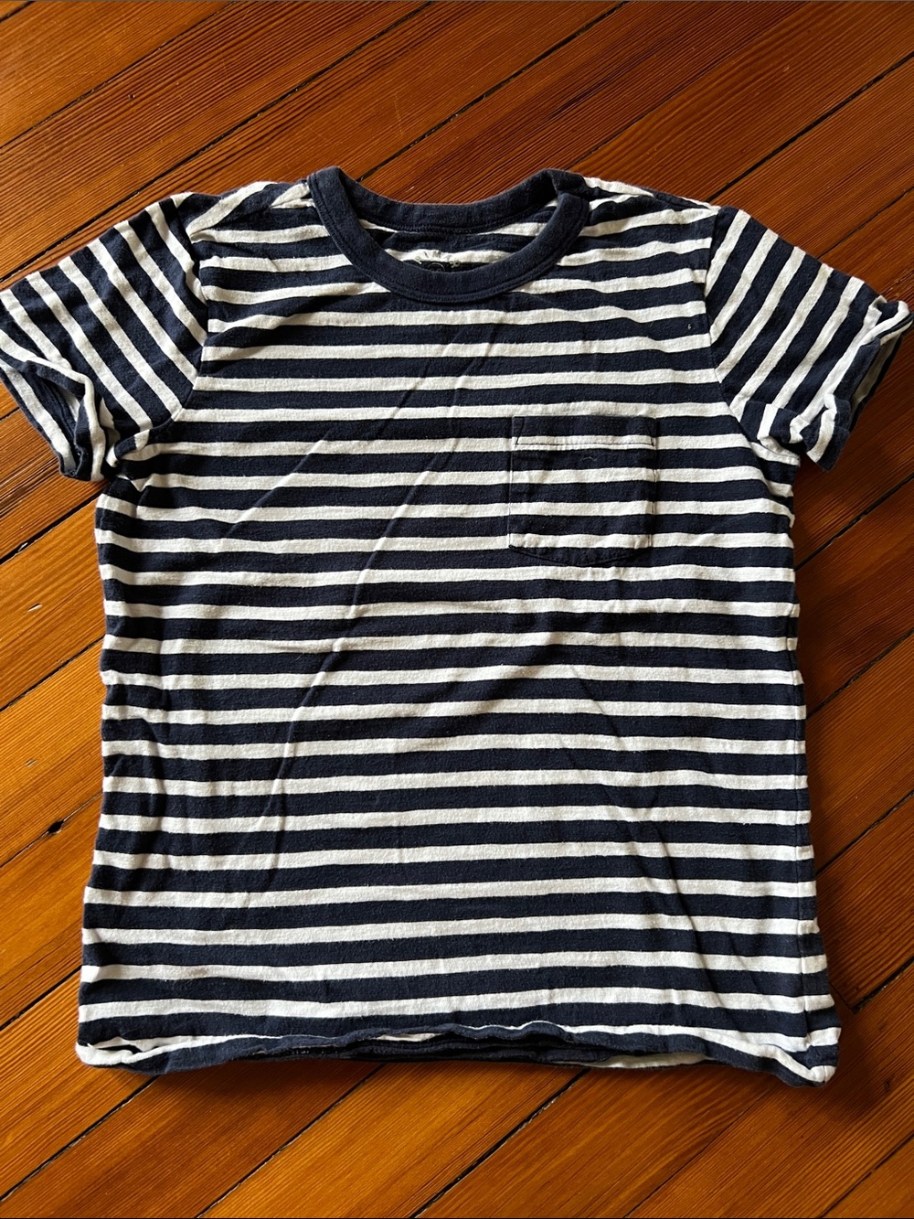Kid’s Primary Navy and White Striped Short Sleeve Tee